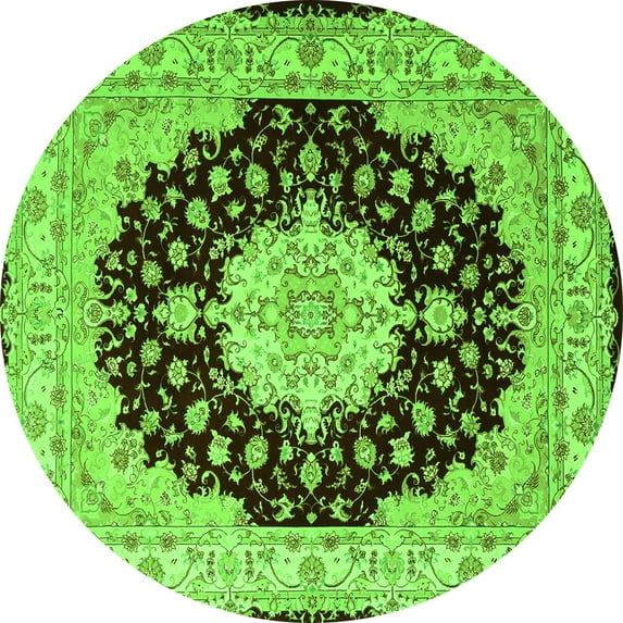 Ahgly Company Indoor Round Persian Green Traditional Area Rugs, 7' Round