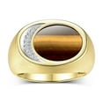 thumbnail image 1 of RYLOS Men's Designer Ring: 14K Yellow Gold with Tiger Eye and Diamonds - Gold Rings for Men  Size 8, 1 of 6