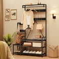 thumbnail image 4 of Parent-Child Hall Tree with Bench & Shoe Storage, Free Standing Coat Rack, Entryway Rack with Shelf and Hooks, Hall Tree for Entrance, Foyer, Mudroom, 4 of 9