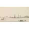 thumbnail image 2 of Abraham-Louis-Rodolphe Ducros 18x11 Black Ornate Wood Framed Double Matted Museum Art Print Titled - View of Gulf of Naples from Quay at Santa Maria Del Carmine (1778), 2 of 5