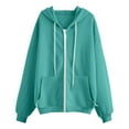 thumbnail image 5 of Stichou Zip Up Hoodies for Women Drop Shoulder Fleece Comfy Cute Hoodies Oversized Drawstring Baggy Casual Soft Hooded Jacket Green M, 5 of 8