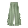 thumbnail image 6 of MexChoioe Womens Drawstring Elastic Waist Wide Leg Pants Ruffle Trim Casual Trousers Loose Beach Pants with Pockets, 6 of 6