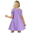 thumbnail image 3 of Gubotare Girls Tulle Dress Baby Girl Smocked Dress Embroidery Flying Sleeve Plaid Dresses Clothes Toddler Kids Outfit Size 7-8T (Purple,7-8 Years), 3 of 8
