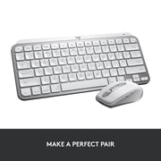 لوحة مفاتيح Logitech MX Keys Mini for Mac اللاسلكية البسيطة، مدمجة، بلوتوث، مفاتيح بإضاءة خلفية، USB-C، كتابة لمسية، رمادي شاحب