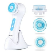 3 Speed Sonic Facial Cleansing Brush Deep Cleaning Face Brush Cleansing System Electric Exfoliating Brush Facial Cleansing Brush White(Charge it before use)