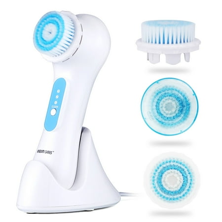 3 Speed Sonic Facial Cleansing Brush Deep Cleaning Face Brush Cleansing System Electric Exfoliating Brush Facial Cleansing Brush White(Charge it before use)