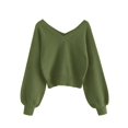 thumbnail image 1 of Jersey ZAFUL para mujer con cuello en V corto y manga larga, color verde claro, 1 of 6