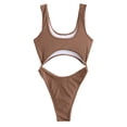 thumbnail image 4 of Gibobby Traje de baño completo mujer Conjuntos de trajes de baño siameses para mujer, traje de baño de playa de temperamento Sexy ajustado de Color , tra(Café,M), 4 of 5
