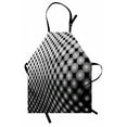 thumbnail image 1 of Abstract Apron Mosaic Pattern with Dots 3D Effect Digital Curvy Skewed Circular Artwork, Unisex Kitchen Bib Apron with Adjustable Neck for Cooking Baking Gardening, Black White Grey, by Ambesonne, 1 of 3