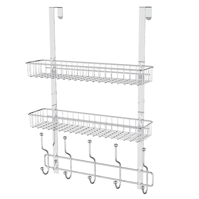 Inteprter Estante de almacenamiento sobre la puerta sin perforaciones Organizador de almacenamiento sobre la puerta de hierro Gancho para abrigos sobre la Almacenamiento y organización del hogar Inteprter HA021101-00