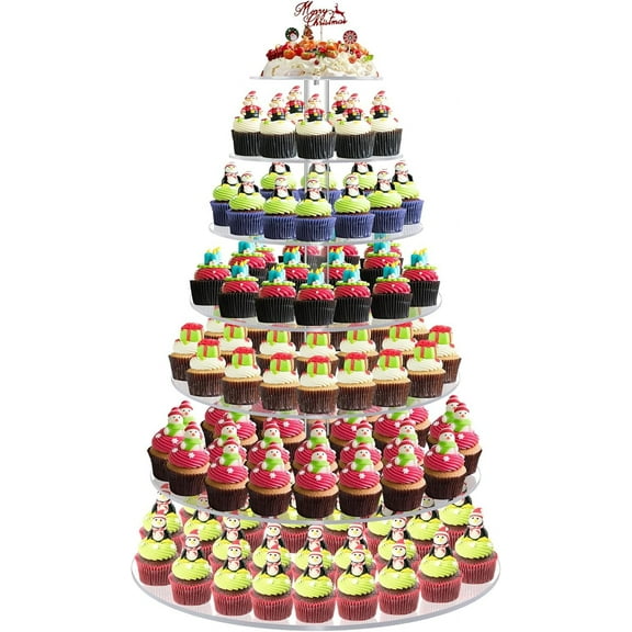 7 Tier Large Cupcake Stand, Round Cupcake Stand for 100 Cupcakes, Tiered Cupcake Display Stand, Clear Acrylic Cup Cake Tower Stand, Dessert Table Display Set for Gatherings and Celebrations