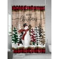 thumbnail image 5 of Christmas Shower Curtain Set, Waterproof Shower Curtains for Bathroom, Vintage Red Plaid Tree Xmas Snowman Washable Fabric Cloth Bath Curtain for Bathtub Decoration with Hooks 72x78 Inches, 5 of 6