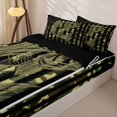 thumbnail image 3 of Erosebridal Distressed Bass Fish Pattern Zipper Queen Comforter Set with Fitted Sheet and 2 Pillowcases,Camo American Flag Print Zipper Bedding Set,Green Black,Black Reversible, 3 of 6