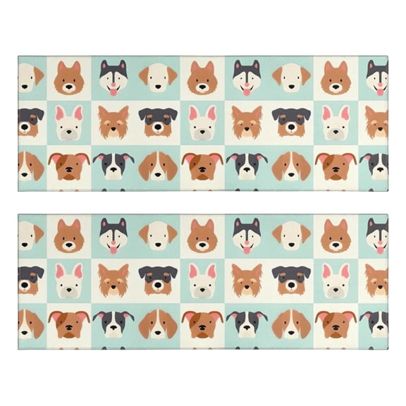 Kitchen Rugs Sets Of 2,Lovely Dog Breeds Anti Fatigue Kitchen Mat Rugs Non Slip Washable,Decorative Kitchen Floor Mats for Kitchen,Sink,Laundry,17"X47"
