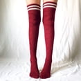thumbnail image 2 of hirigin Women's Striped Thigh High Socks, Winter Warm Cable Knit Stockings Extra Long Socks, 2 of 4