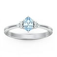 thumbnail image 2 of Birthstone Oval Ring with Shoulder Accents - Aquamarine (March), 2 of 5