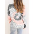thumbnail image 2 of Sudadera informal de mujer con cuello redondo, manga larga y diseño teñido anudado en bloques de color, 2 of 6