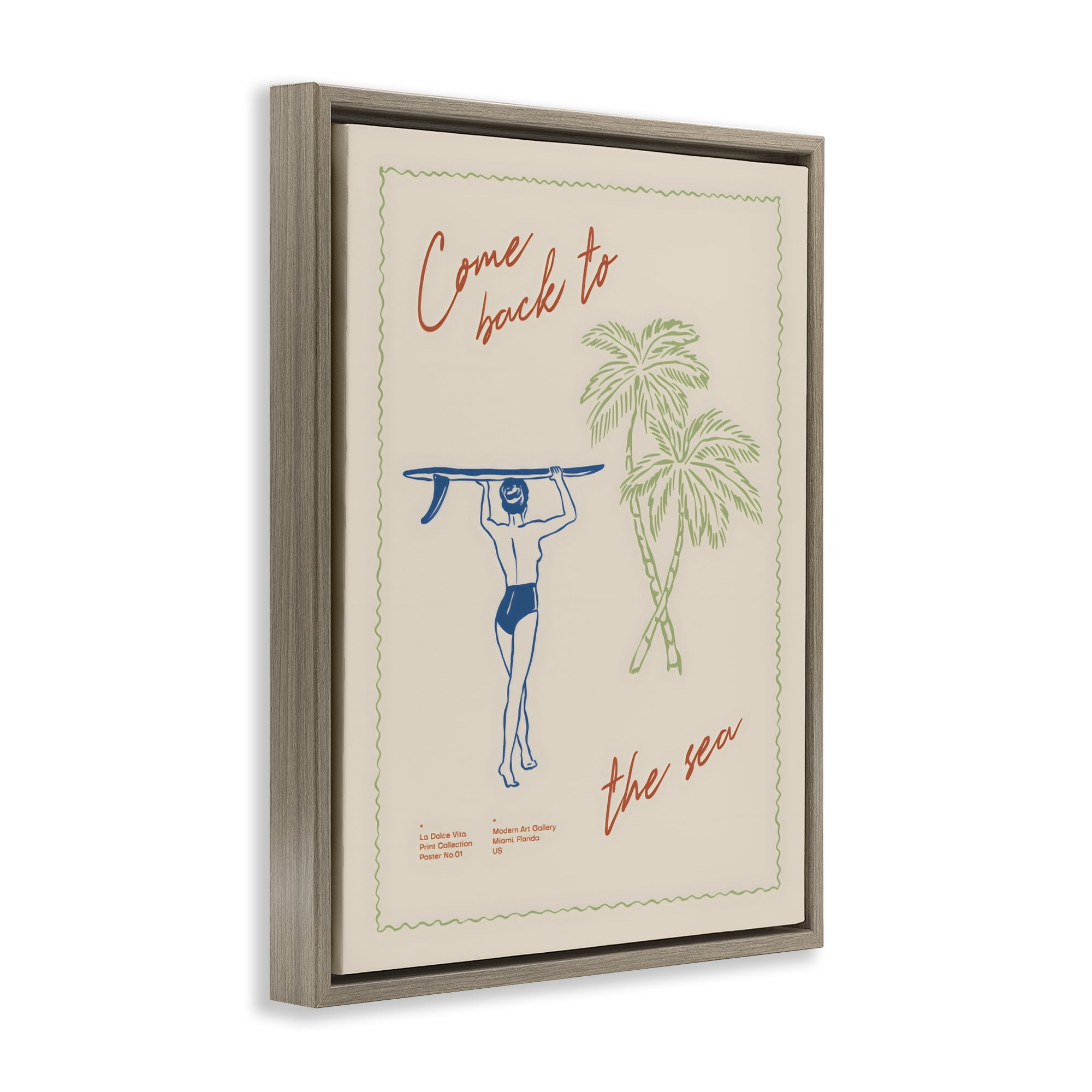 Stupell Industries Come Back To The Sea Brown Framed Floater Canvas Wall Art, design by The Prints Vibe