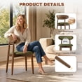 thumbnail image 3 of EOP Mid-Century Wooden Dining Chairs Set of 2, Farmhouse Upholstered Kitchen Dining Chairs with Curved Back, Modern Fabric Side Dining Chair for Dining Room, Restaurant, Green, 3 of 11