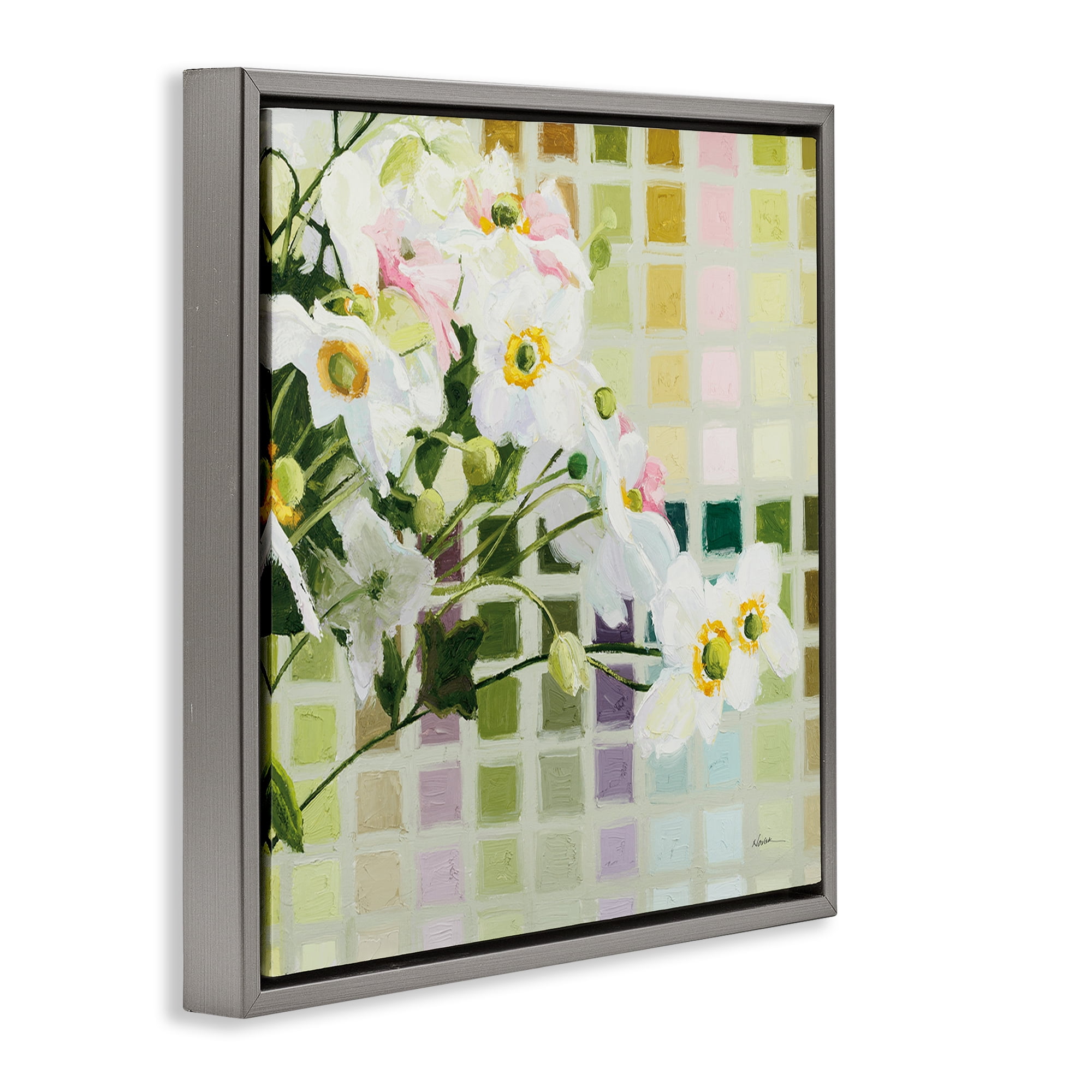 Stupell Industries Color Chart Daffodils Gray Framed Floater Canvas Wall Art, design by Shirley Novak