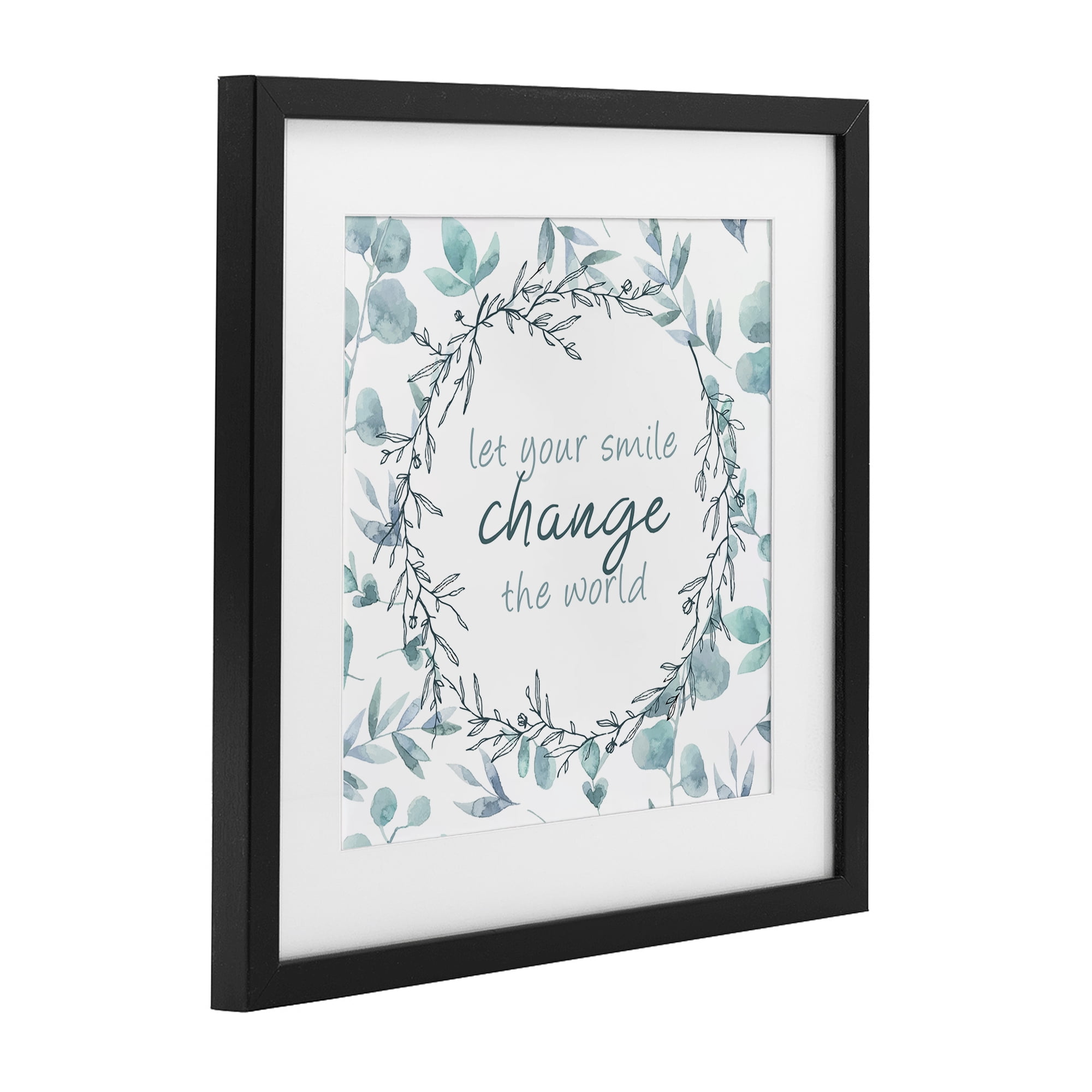 Stupell Industries Smile Change The World Black Framed Print Under Glass, design by Kim Allen