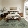 thumbnail image 2 of KoshiMe Washable Area Rug 5'x7', Non-Slip Soft Vintage Distress Floral Rugs for Living Room, Stain Resistant Low Pile Medallion Carpet for Dining Room Office, Dark Green Gray, 2 of 9