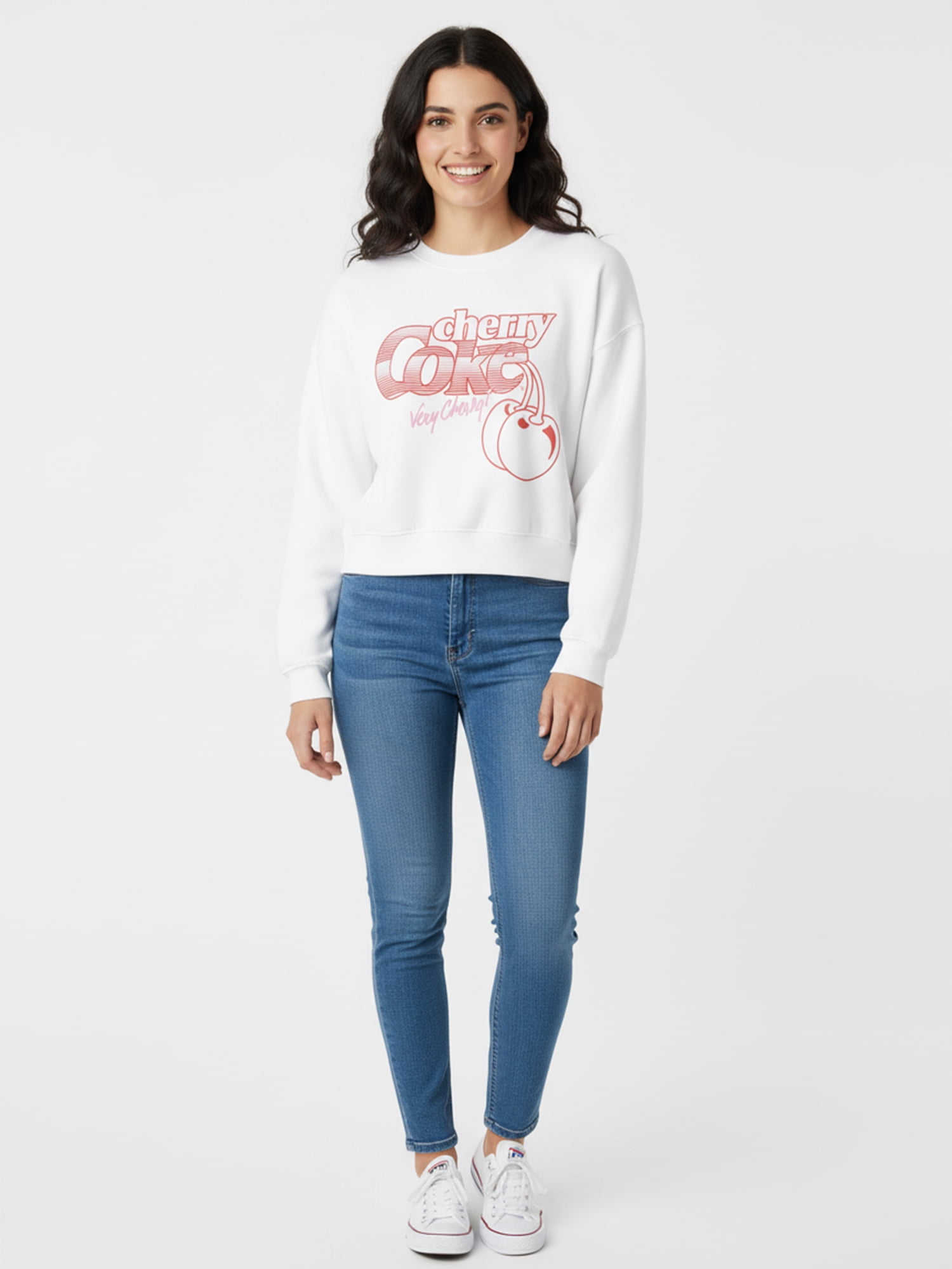 Cherry Coke Women's Cropped Boxy Graphic Sweatshirt, Sizes XXS-XXL