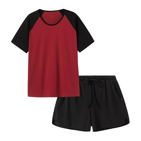 

Fiudx 2022 Women s Casual Short Sleeve Two Pieces Split Pajamas Home Suit Casual Fashion Set