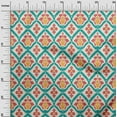 thumbnail image 3 of oneOone Rayon Teal Green Fabric Asian Ikat Craft Projects Decor Fabric Printed By The Yard 56 Inch Wide, 3 of 4