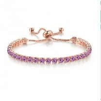 Paris Jewelry 10k Rose Gold 7 Cttw Created Amethyst Round Adjustable Tennis Plated Bracelet, Purple