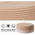 thumbnail image 4 of Vanity Stool Chair Hemp Rope Footstool Hand Weave Ottoman with Padded Seat,Small  Foot Rest with Wooden Legs for Bedroom,Small (Natural+Beige), 4 of 14