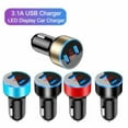 thumbnail image 2 of Dual USB Car Charger 3.1A QC3.0 LED Digital Fast Charging Charger Auto Cigarette Lighter Adapter 12V 24V For IPhone Xiaomi Blue, 2 of 6