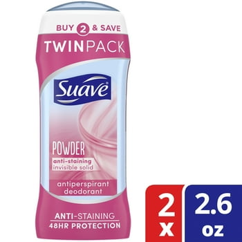 Suave Deodorant Antiperspirant & Deodorant Stick Powder Deodorant for Women 48-hour Odor and Wetness Protection, 2.6 oz 2 Pack