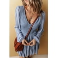 thumbnail image 3 of Women's Ashleigh Blue Long Sleeve V Neck Smocked Tiered Mini Dress for All Occasions | [ZhiHiMeRi] | (US 12-14)L, 3 of 12