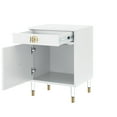 thumbnail image 4 of Taina White Side Table - 1 Drawer, Open Storage, High Gloss Finish, Acrylic Knob and Acrylic Leg with Gold Tip, 4 of 10
