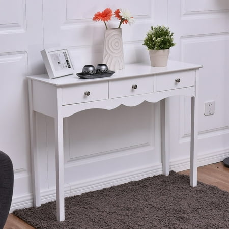 Deck Console - Costway Console Table Hall table Side Table Desk Accent Table 3 Drawers Entryway White