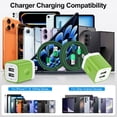 thumbnail image 4 of 2.1A Dual Port USB C Charger Block, Fast Wall Charger Plug with 2-Pack 6FT Type C Charging Cables, Phone Charger Adapter Compatible with iPhone 17 16 15 14 Samsung Galaxy Android Phones, Green, 4 of 7