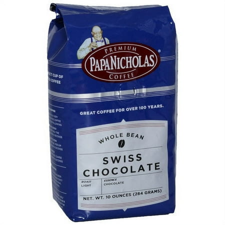 PapaNicholas Coffee Swiss Chocolate Whole Bean 10oz Bag