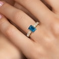 thumbnail image 4 of Gem Stone King 14K Two Tone Gold London Blue Topaz and Lab Grown Diamond Engagement Ring for Women | 3.59 Cttw | Emerald Cut 9X7MM | Gemstone November Birthstone | Size 5, 4 of 6