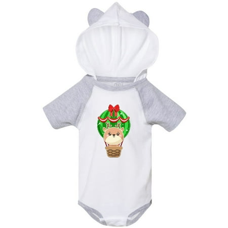 

Inktastic Cute Christmas Reindeer in a Hot Air Balloon Gift Baby Boy or Baby Girl Bodysuit