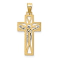 thumbnail image 4 of Diamond2Deal 14K Two-tone Gold Crucifix Pendant for Women (L- 1.19 inch, W- 0.52 inch), 4 of 6