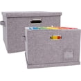 thumbnail image 1 of Collapsible Linen File Organizer Box, Easy To Slide File Folders, Compatible with Letter/Legal Hanging Filing Organization，Durable File Storage Organizer for Office Work/Home/Decor (Gray, 2 Pack), 1 of 5