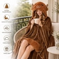 thumbnail image 4 of EANJE Anime Wearable Animal Blanket Hoodie for Adult Women Girls Oversized Hooded Blanket Super Soft Comfortable Warm Cape Cloak Wrap Camel One Size, 4 of 5
