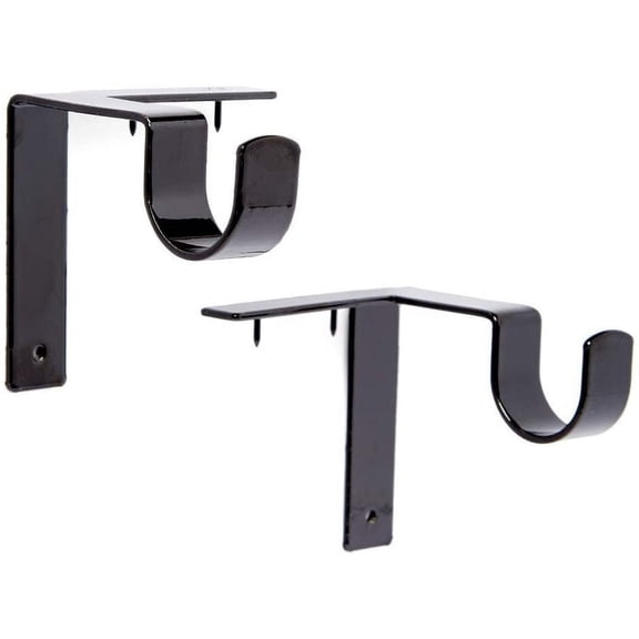 SENLLEO Hang Single Curtain Rod Brackets – No Drill, No Damage – Perfect Curtains Every Time – set of 2,Black
