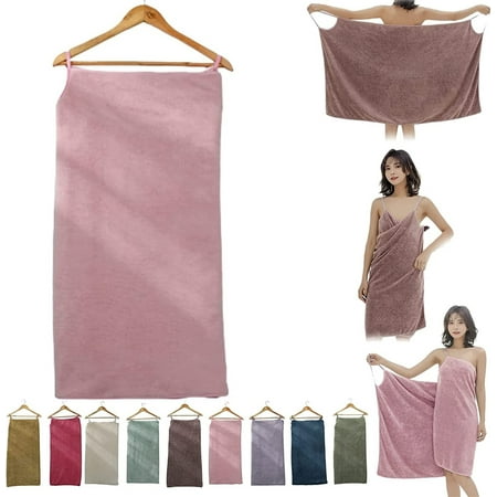 Ultra Soft Wearable Bath Towel, Plus Size Coral Velvet Absorbent Women's Sling Thickened Bath Wrap Towel Adjust Quick Dry Wearable Beach Spa Bathrobes With, Towels for Bathroom