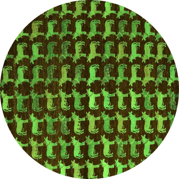Ahgly Company Indoor Round Abstract Green Modern Area Rugs, 3' Round