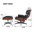 thumbnail image 5 of CRO Decor Tufted Accent Chair Grain Leather Swivel Lounge Chair and Ottoman, 5 of 13