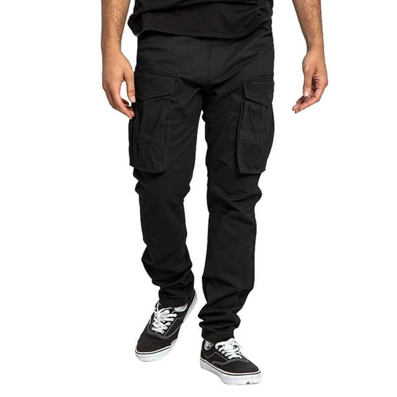 Cargo Sweatpants for Men Big and Tall Baggy Athletic Jogger Sports Outdoor Trousers Elastic Waist Drawstring Streetwear Comfy Casual Cargo Pant,Black,XXL