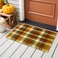 thumbnail image 3 of Orange Green Plaid Washable Small Entryway Area Rugs 2'x3', Rustic Warm Palette Terracotta Sage Gingham Plaid Washable Throw Rug Non-Slip Sturdy Edge Binding Carpet for Front Door Floor Room Entry, 3 of 9