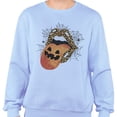 thumbnail image 2 of Pumpkin Lips Halloween Sweatshirt Unisex Medium Light Blue, 2 of 5